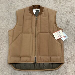 Vtg Walls Blizzard-Pruf Quilt Lined Vest Men Large Brown Canvas Workwear USA NEW